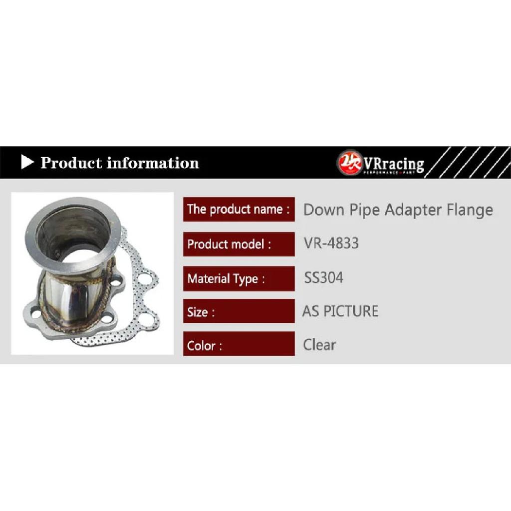 VR RACING- Stainless Steel Adapter for T25 T28 GT25 GT28 2.5" 63mm V-band Clamp Flange Turbo Down Pipe Adapter VR4833