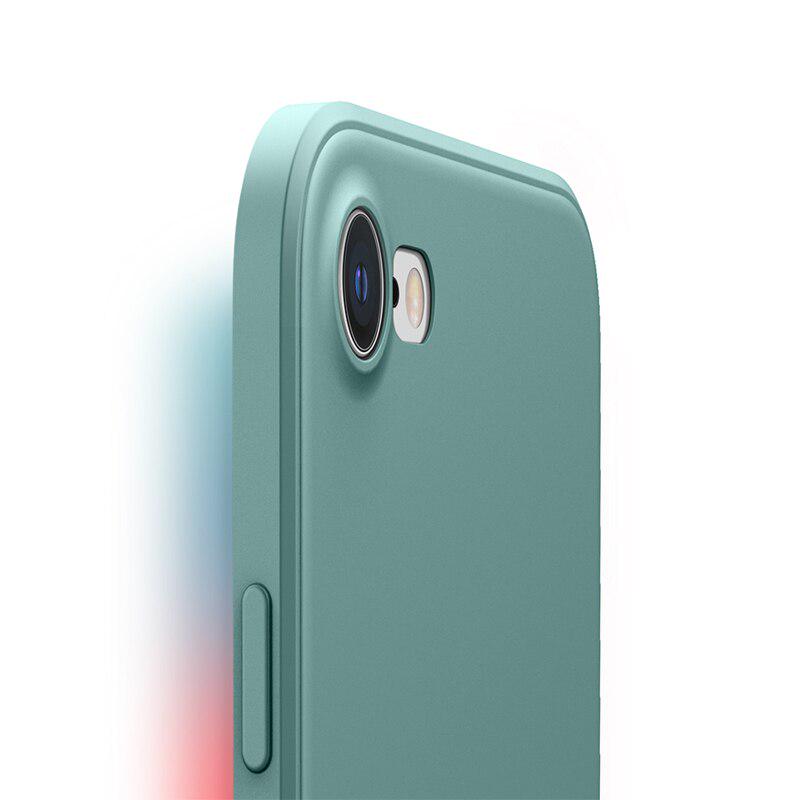 Phone Case For iPhone 7 8 SE 2020 Soft Liquid Silicon Square Shockproof Plain Phone Back Cover Coque For iPhone 7 8 Gift