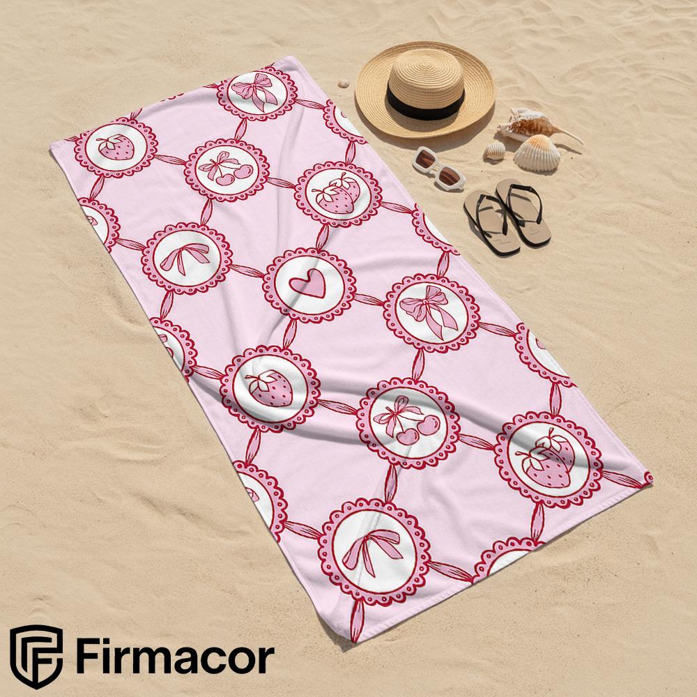 Lace Fruit Grid Soft Portable Travel Towel Unisex Ultra Lightweight Microfiber Oversized Sand Free Quick Dry Beach Towel