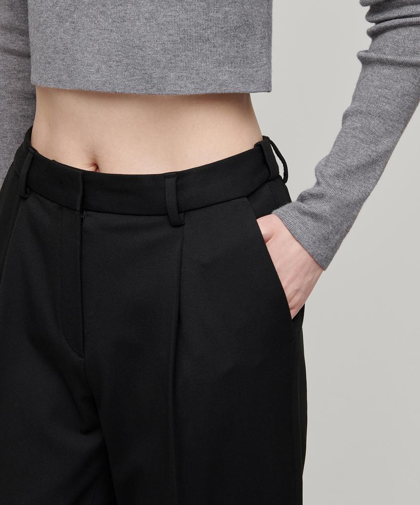 MUSINSA STANDARD WOMAN Женские свободные зауженные брюки из плотного флиса на скрытой эластичной талии [Черный]