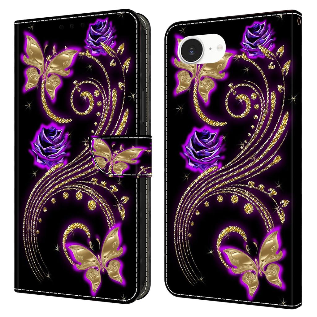 For iPhone 16e Case 3D Pattern PU Leather Wallet Phone Cover with Stand