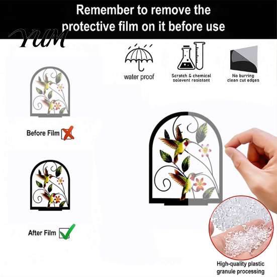 Artistic Desktop Ornament Acrylic Napkin Holder, Bird Dragonfly Pattern Decor, Vertical Decorative Retro Stained Glass Tissue Dispenser Organizer, for