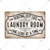 Laundry Vintage Metal Sign Tin Sign Funny Metal Plaque Retro Plate Metal Poster Open 24 Hours for Home Room Washroom Wall Decor