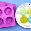 4-Cavity Round Double-sided Face DIY Chocolate Mold Silicone Handmade Soap Candle Ice Cube Molds Creative Cake Mould Decorate