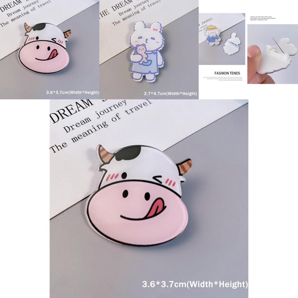 Adorable Cartoon Dog Rabbit Cow Brooches For Backpack And Handbag Decoration