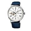 [ORIENT STAR] Мужские автоматические часы Classic Semi-Skeleton, Open Heart, японского производства, 2 года гарантии, белые/серебристые, RK-AV0003S