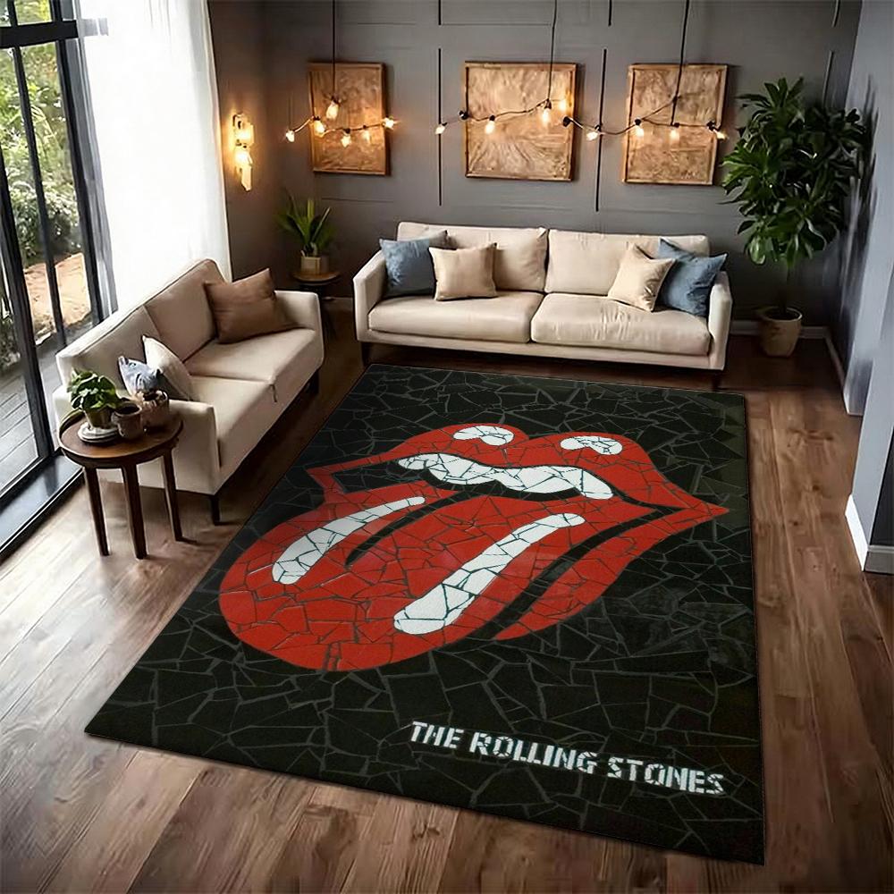 The Rolling Stones Logo Area Rug Faux Wool Rug Ultra Soft Mat Bathroom Rug Stain Resistant