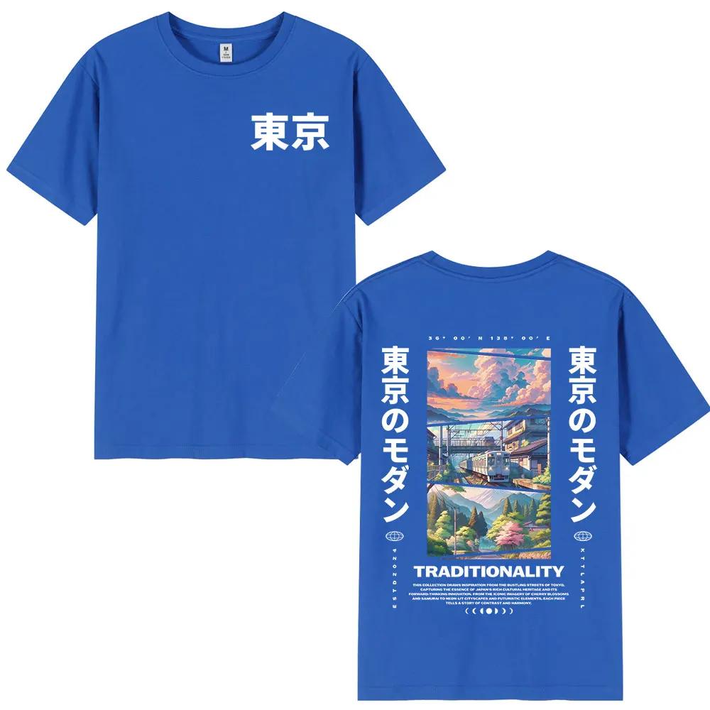 Japanese Tokyo Cherry Blossoms T Shirts Unisex Women Clothing Short Sleeve Cotton T Shirt Fashion Harajuku Tshirt Streetwear