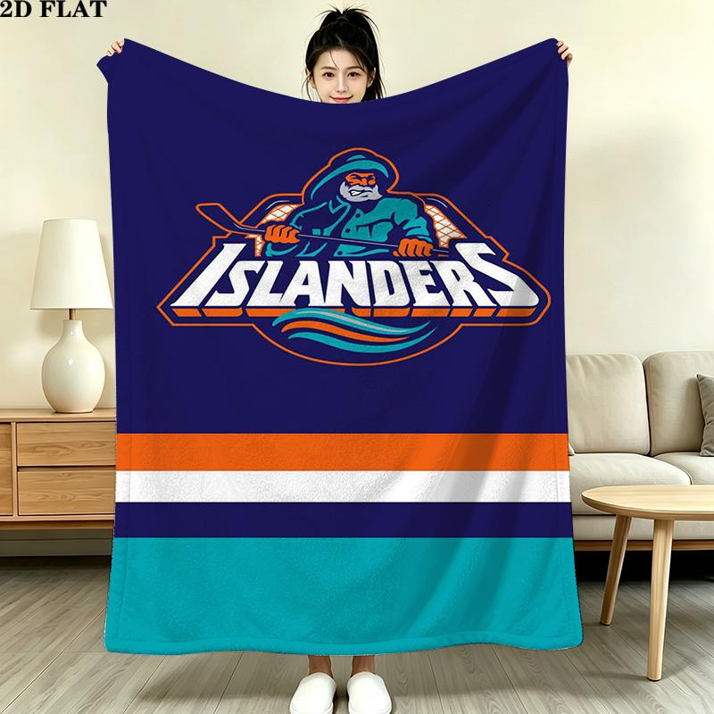 New York Islanders Print Flannel Blanket High Quality Warm Comfortable Cover for All Seasons Perfect for Gifts Home Decor