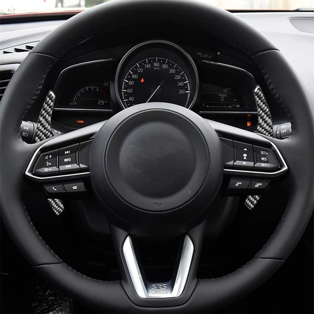 Pair Carbon Fiber Steering Wheel Shift Paddle Shifter For Mazda ATENZA MX-5 CX-4