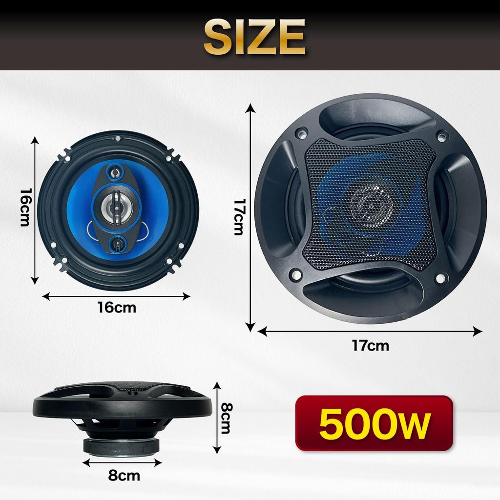 Nowtaba Car Speakers, Subwoofer, Tweeter, Satellite Speaker Unit, 16cm, 500W, Set of 2