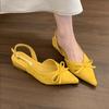 Мода 2025 Сандалии с французским носком Женские туфли-лодочки Мэри Джейн с бантом и острым носком 2025 Новые 1 Слипоны Нежные вечерние туфли