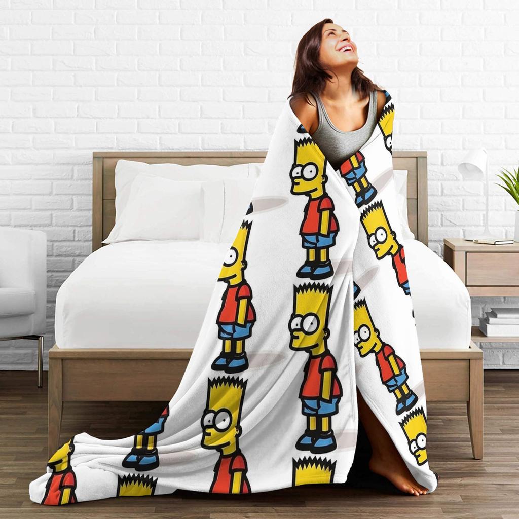 Bart S-Simpsons Bedding Throws Soft Cozy Funny Blanket For Living Room Picnic Flannel Bedspread Bed Cover