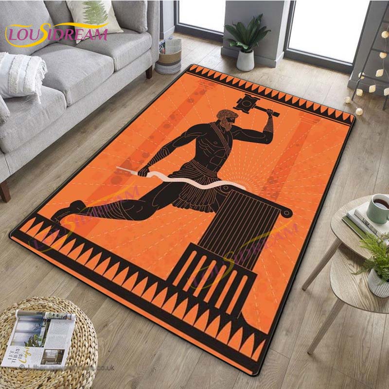 3D Египетский ковер «Древний всадник», греческий ковер, ковер Древнего Египта для гостиной, спальни, кухни, греческий домашний декор, нескользящий напольный коврик