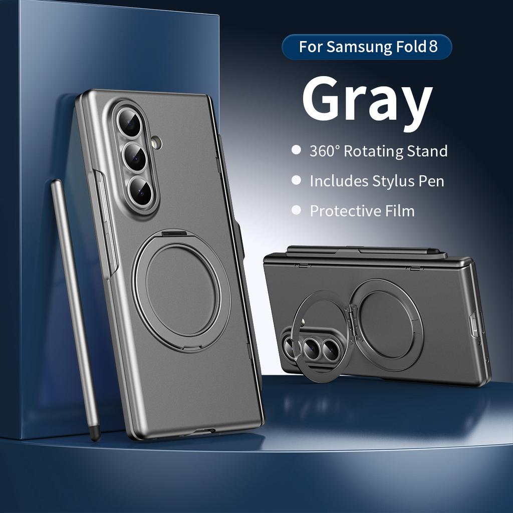 Для Samsung Galaxy Z Fold 8 Чехол Жесткий ПК 360 Кольцо-подставка Магнитный Держатель для стилуса Защитная задняя крышка Чехол-оболочка для телефона Z Fold8