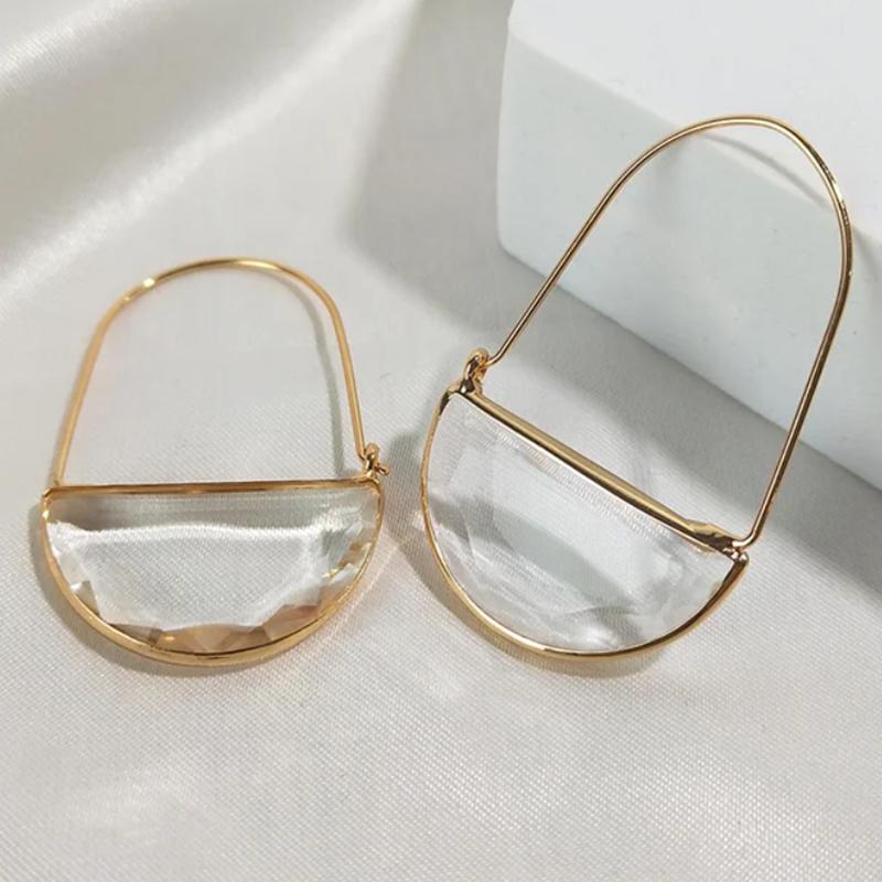 Серьги-подвески с разноцветными кристаллами в форме полукруга, индивидуальные преувеличенные прозрачные серьги-кольца