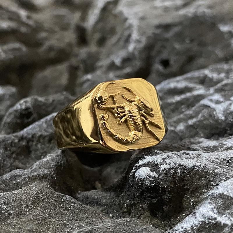 Кольцо из нержавеющей стали с рисунком скорпиона в винтажном стиле в стиле панк-готика, золотого цвета, унисекс, ретро, модное, металлическое, оптовая продажа
