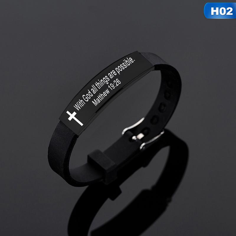 Цитата Религиозный Крест Иисуса Писания Христианский Библейский Стих Вдохновляющие Вера Силиконовые Браслеты Для Мужчин Женщин Ювелирные Изделия
