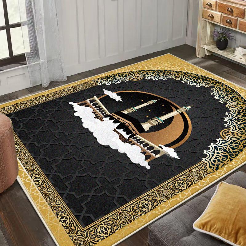 Ближневосточный резной молитвенный ковер фланелевый нескользящий коврик для молящихся коврик для колен мягкий машинная стирка домашняя гостиная украшение
