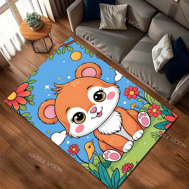 Cute Cartoon Puppy Pattern Carpet for Living Room Bedroom Bedside Floor Mat Cloakroom Kids Activity Area Rugs Luxury Gifts