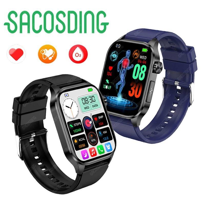 Смарт-часы SACOSDING для женщин и мужчин, Bluetooth-вызов, AI, голос, ЭКГ, кровяное давление, температура тела, мониторинг здоровья, умные часы