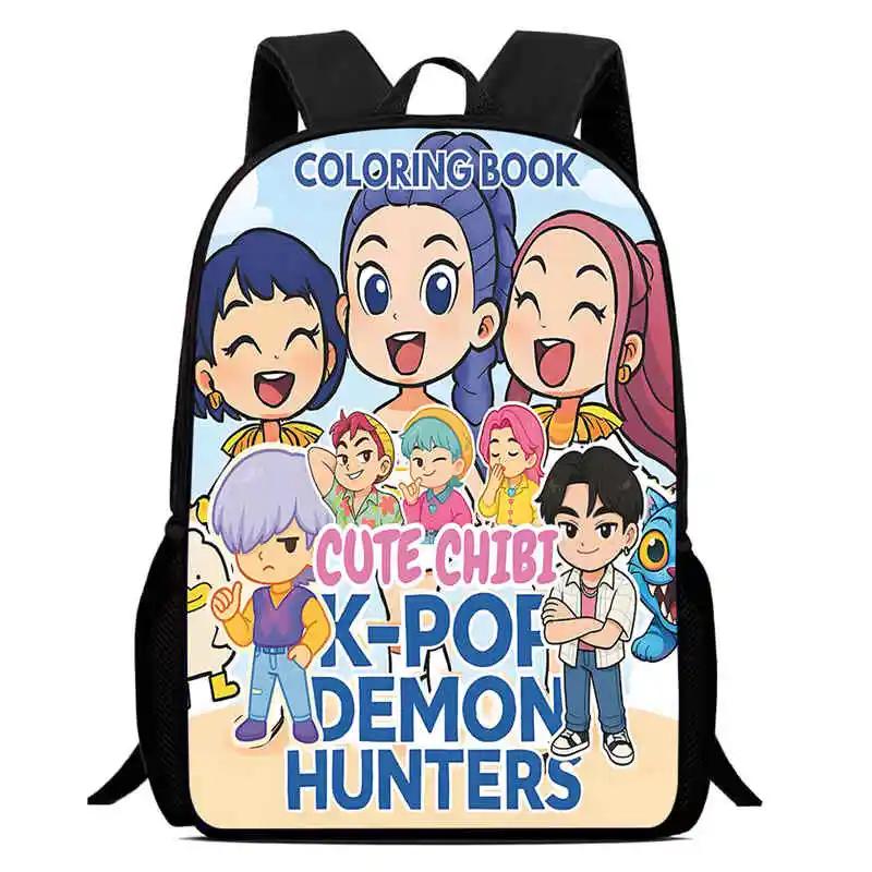 Mochila Child School Backpack,Cartoon Kpop-Dem-Onhun-Ters School Bags For Girls,Durable &Light Weight Bags For Kindergarteen