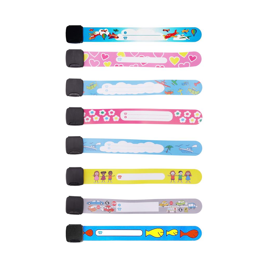 Bands for Kids 8/12 Pack Child Safety ID Wristband Emergency Bracelet Kids Strap