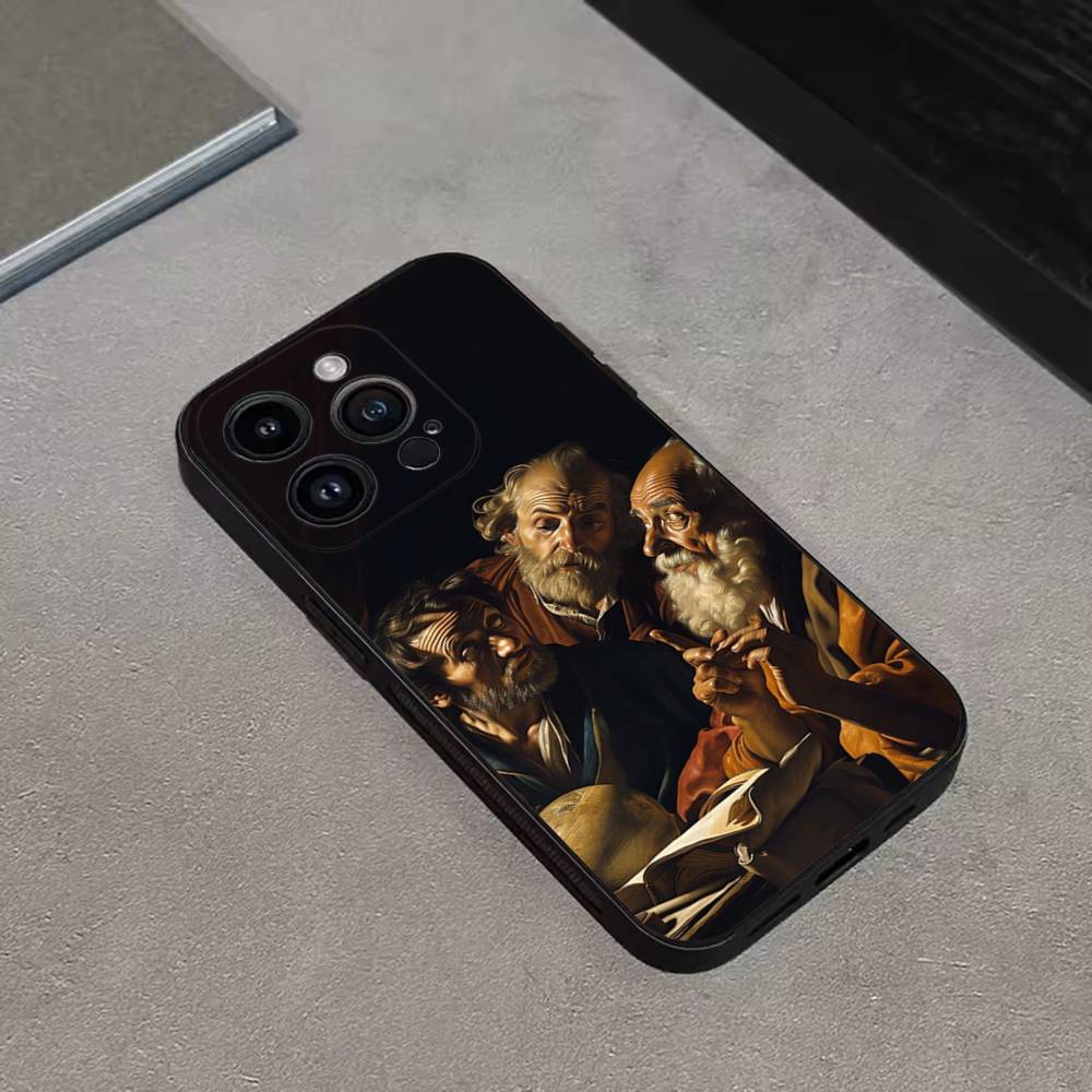 Классические картины Караваджо Для iPhone 17,16,15,14,13,12,11,Pro,Max,Plus,E,SE4,Air,Mini Черный Мягкий Чехол для Телефона