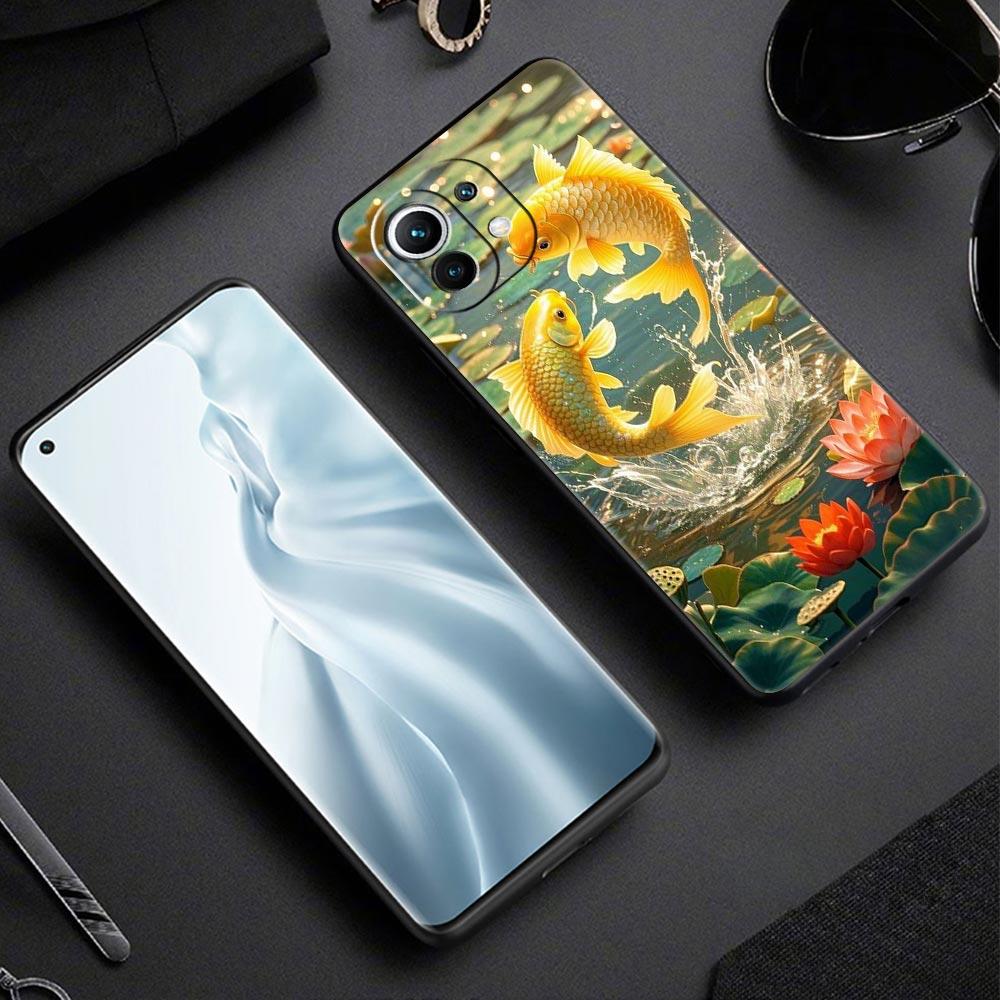 Чехол-бампер для телефона с плавающей золотой рыбкой для Xiaomi Mi 17 Pro Max 15 14 13 12 11 Ultra 15T 14T 13T 12T 11T Pro Lite Мягкий TPU Чехол-сумка