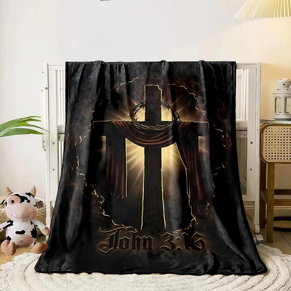 Wooden Cross Blanket Printed Blanket for Living Room Bed Couch lunch break Soft Cozy Blanket for Friend's festival Gift