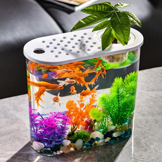 Стильная настольная миска для рыбы с отверстиями и крышкой, гидропоника, почвенная культура, идеально подходящая для декора дома или офиса