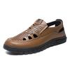 Мужские дышащие клоги с вырезами для среднего и пожилого возраста, нескользящая комфортная повседневная кожаная обувь