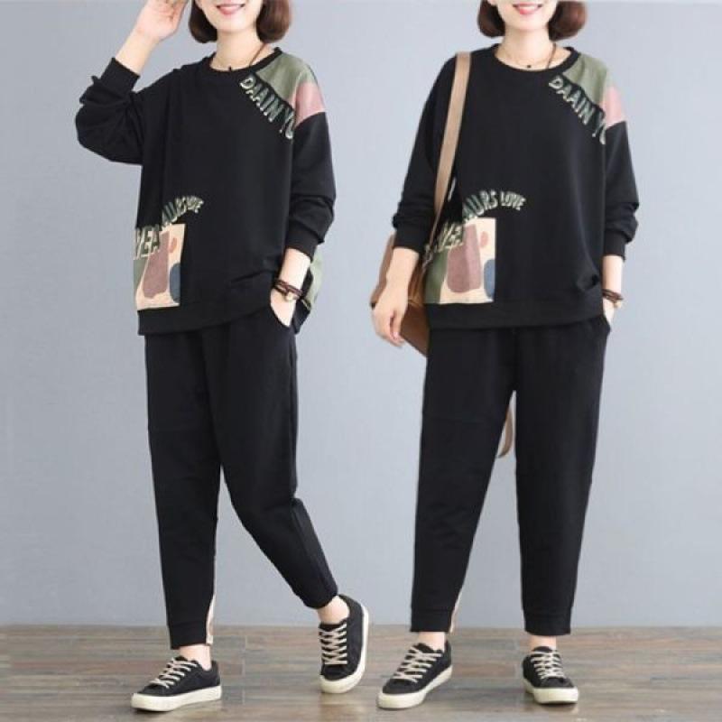 Plus Size Women's Two-Piece Suit - Autumn Loose Fit for Comfort and Style, Perfect for Covering Belly Fat