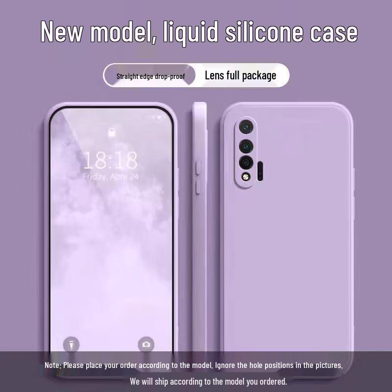 Huawei Nova6 4G Чехол для телефона из жидкого силикона однотонный, Полное покрытие Защита от падений, Дизайн с мягкими краями.