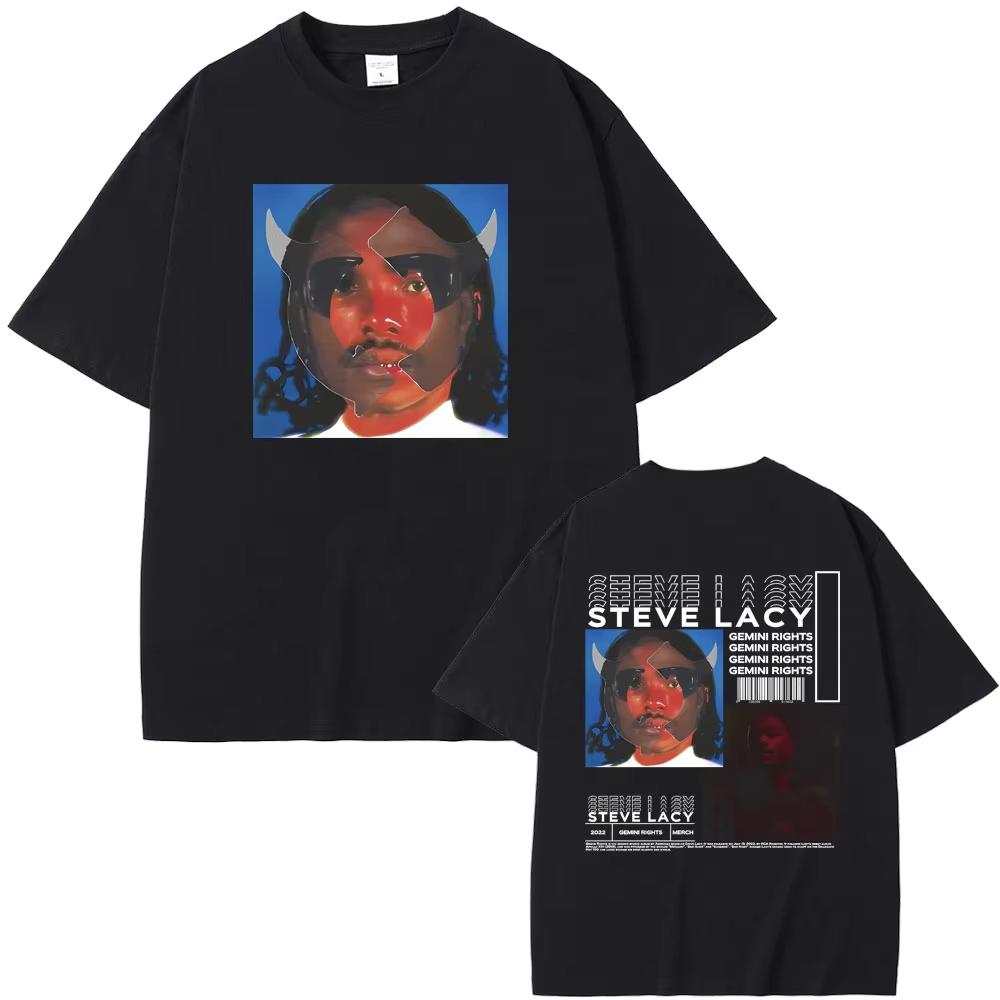 Rapper Steve Lacy Gemini Rights Album Cover Double Sided Print Tshirt Unisex Hip Hop Oversized Tshirt Unisexs Fashion Vintage Tees