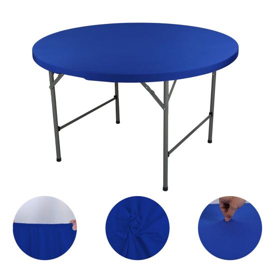 Elastic Round Table Cover Wrinkle-Resistant Fabric Universal Protection Indoor Outdoor Garden Kitchen Dining Tablecloth 120cm-152cm