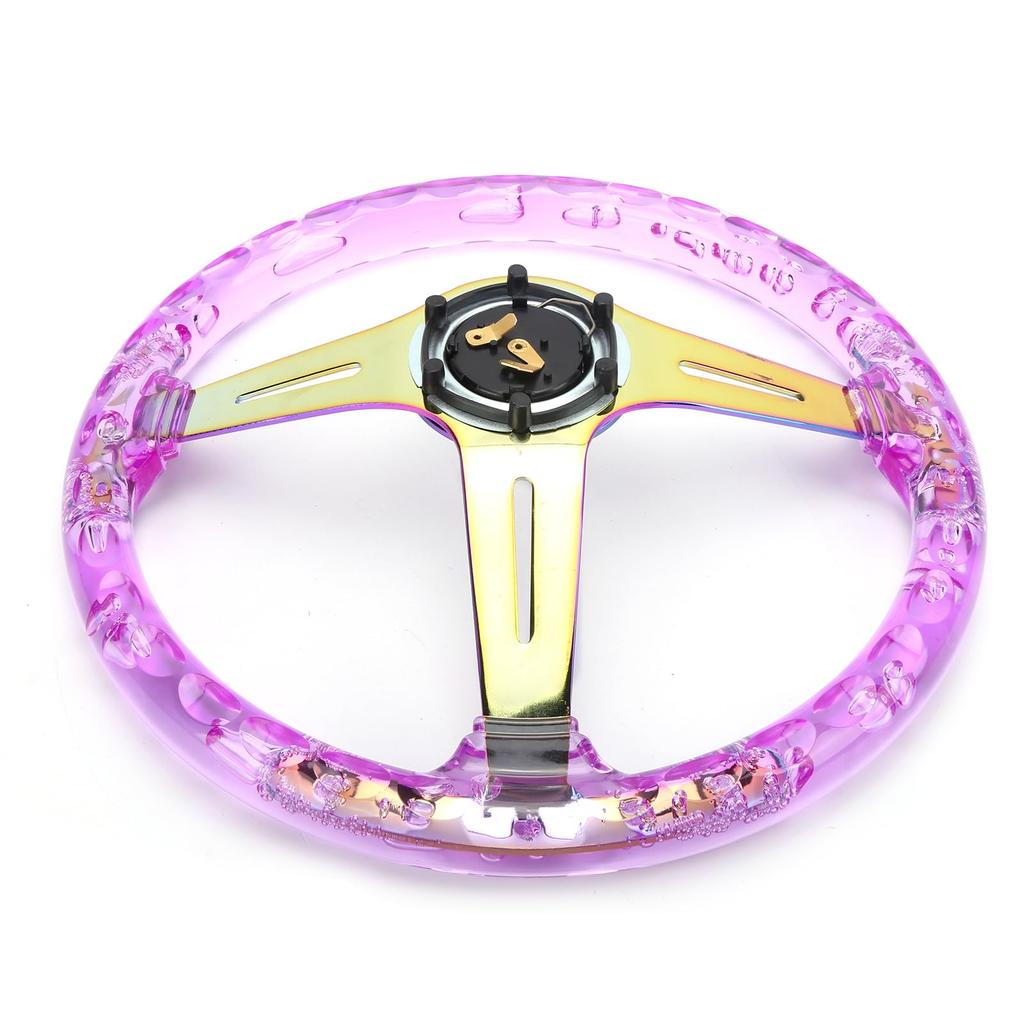 KIMISS 14-inch Car Racing Steering Wheel with Horn Button, Clear Acrylic, New Sport Steering Control for ATVs, Karts, and UTVs