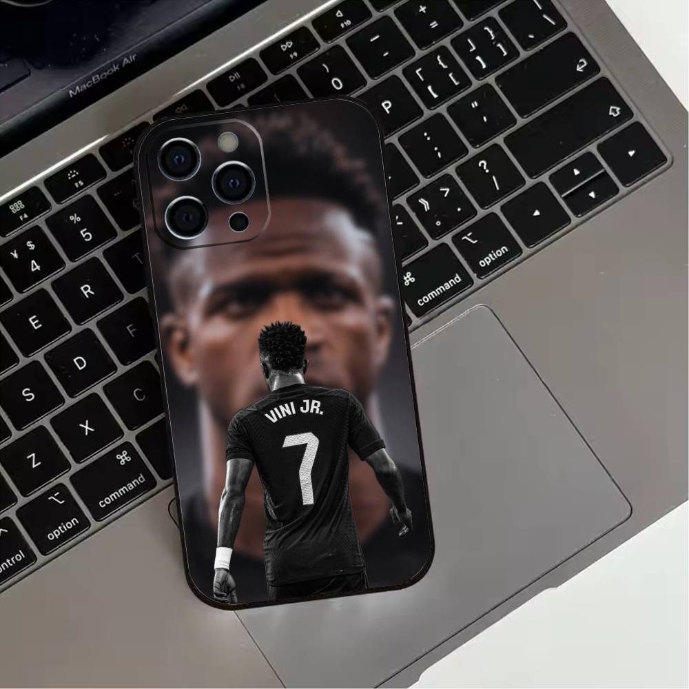Football Player V-VINI J-JR Phone Case For iPhone 17,16,15,14,13,12,11 Plus,Pro Max,XS,Soft Silicone Black Cover