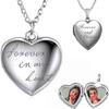 In My Heart Jewelry Forever and Always Chain Pendant Necklace Heart Shaped Photo Picture Locket