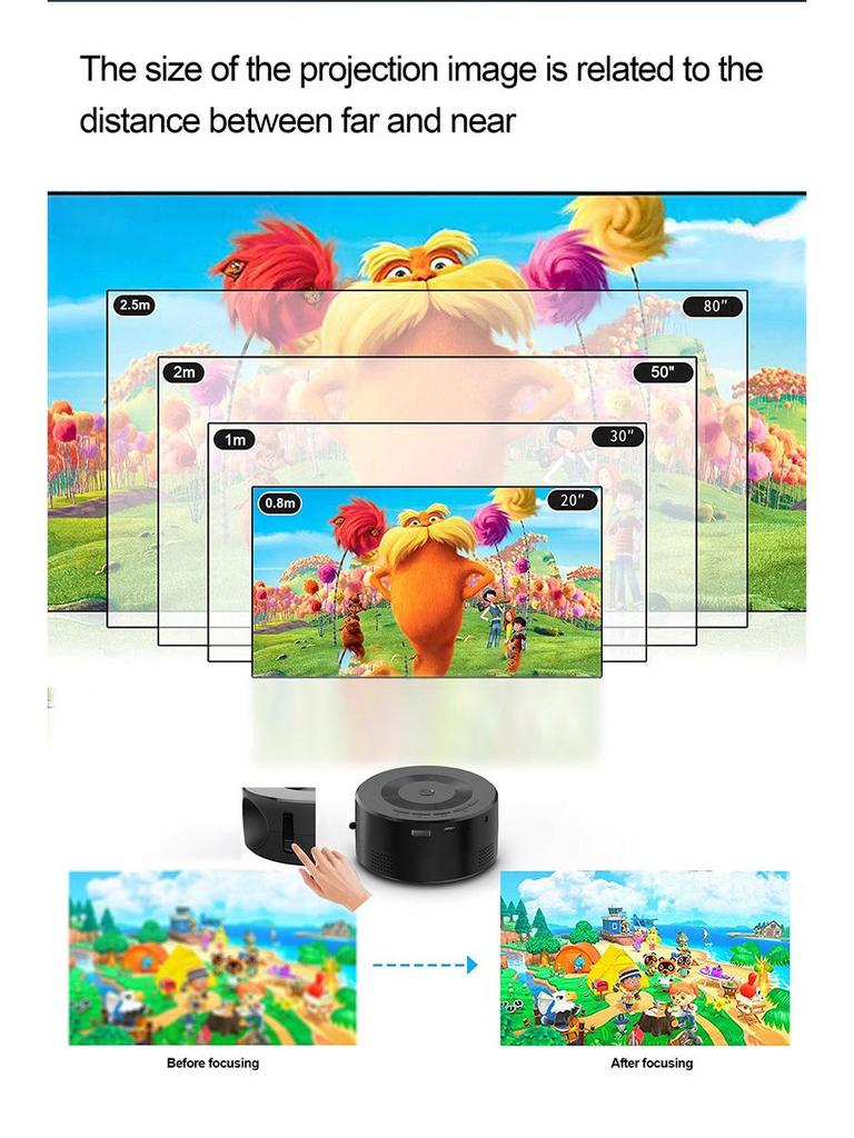 Portable Mini Projector for Children's Animation with Mobile Screen Mirroring