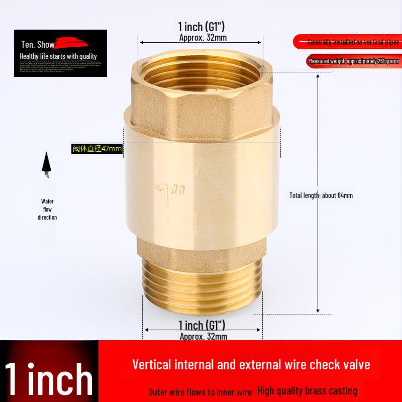 Медный вертикальный и горизонтальный обратный клапан 4/6 точек, 1 дюйм для водопроводных труб и обогревателей
