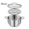 Double Handle Stockpot Stainless Steel Soup Pot with Steaming Sheet, Large Capacity Durable Cookware Dual Stockpot, Anti-Scalding Cooking for