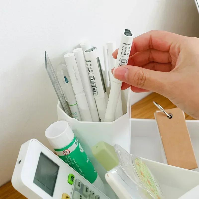 Creative New Desktop Corner Stationery Cosmetics Storage Box Four Grid Pen Lipstick Storage Box Household Stationery Holder