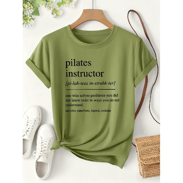 Pilates Instructor Funny Definition Print for Women T Shirt 2026 Funny style short-sleeve shirts for spring and summer Teaching everyday wear of
