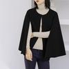 Cape Body Korean Autumn [88flix] Coat, Cloak, Poncho, Outerwear, Covering, Fashion, Poncho, Loose, Winter, (Black)