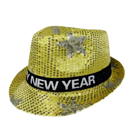 Шляпа с пайетками С Новым годом Джазовая шляпа Винтажная ковбойская вечеринка в клубном стиле Фотореквизит Блестящая фетровая шляпа для взрослых Головной убор для косплея Праздники Карнавал