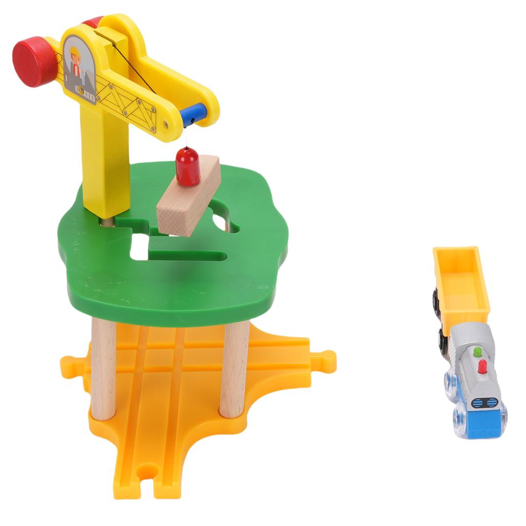 Деревянная железная дорога Игрушки Аксессуары Деревянный кран Игрушечная железная дорога Строительный набор железнодорожных путей для детей