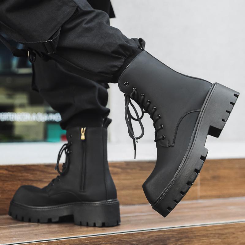 Ботинки Square Martin, высокие уличные ботинки с боковой молнией, высокие ботинки Chelsea, ботинки для велоспорта 1906-J