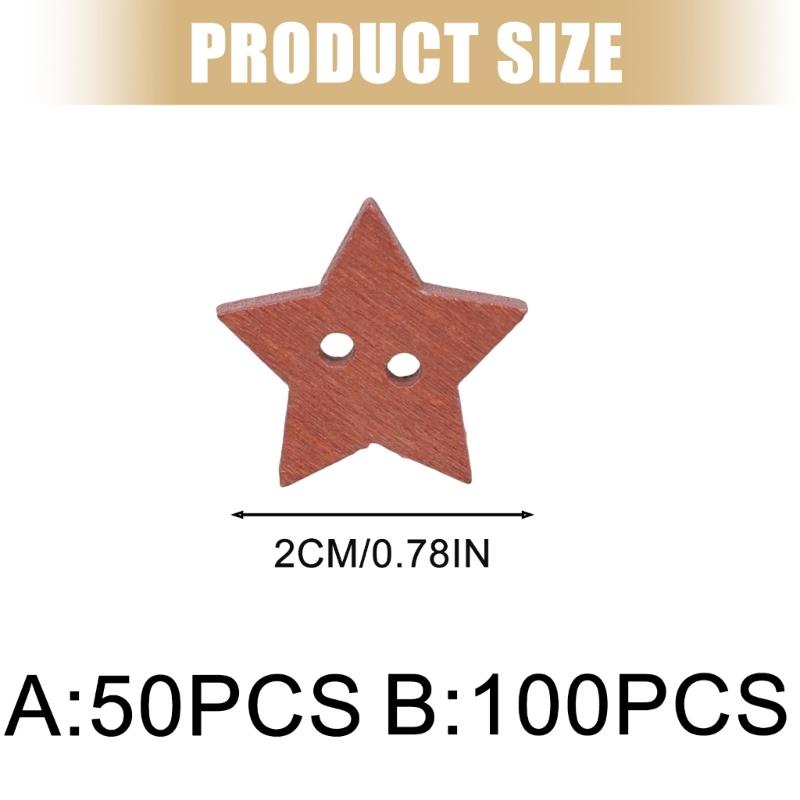 Five Point Star Shape Wooden Buttons 2 Hole Button 20mm Sewing Buttons for Art Craft Sewing Knitting Clothing Decoration