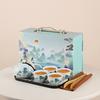 Portable ceramic express cup, one pot of four cups travel tea set, Guochao landscape gift box, business souvenir
